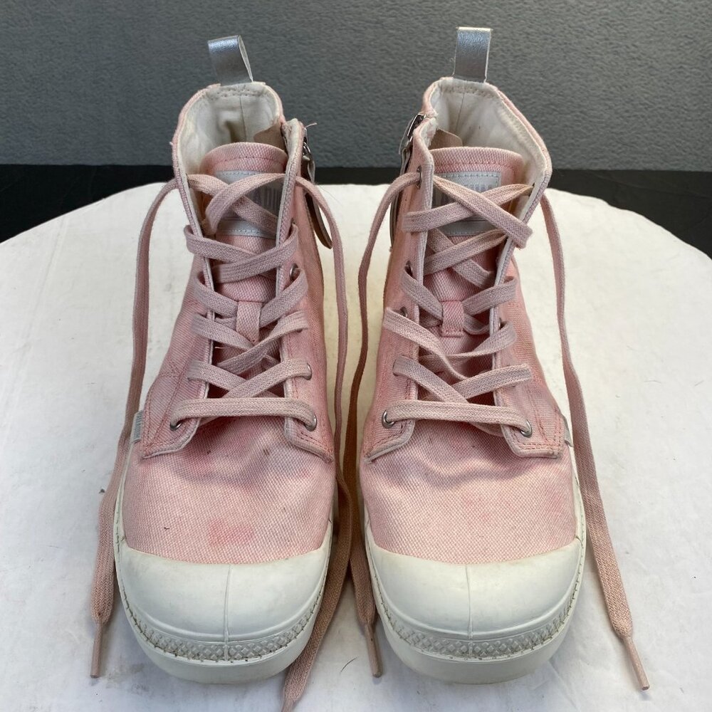 Palladium Women’s Pampa Hi Top Rose Canvas Boots Size US 8 Zip Lace Up - Picture 13 of 13